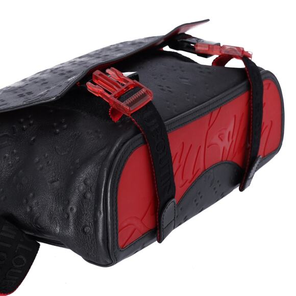 Christian Louboutin Rubyclick Messenger Shoulder Bag Black Red Leather - Picture 6 of 7